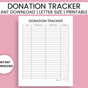 Donation Tracker, Donation Log, Charity Donation, Donations Printable, Charity Printable, Tax Exempt, Donation List, Donation Template