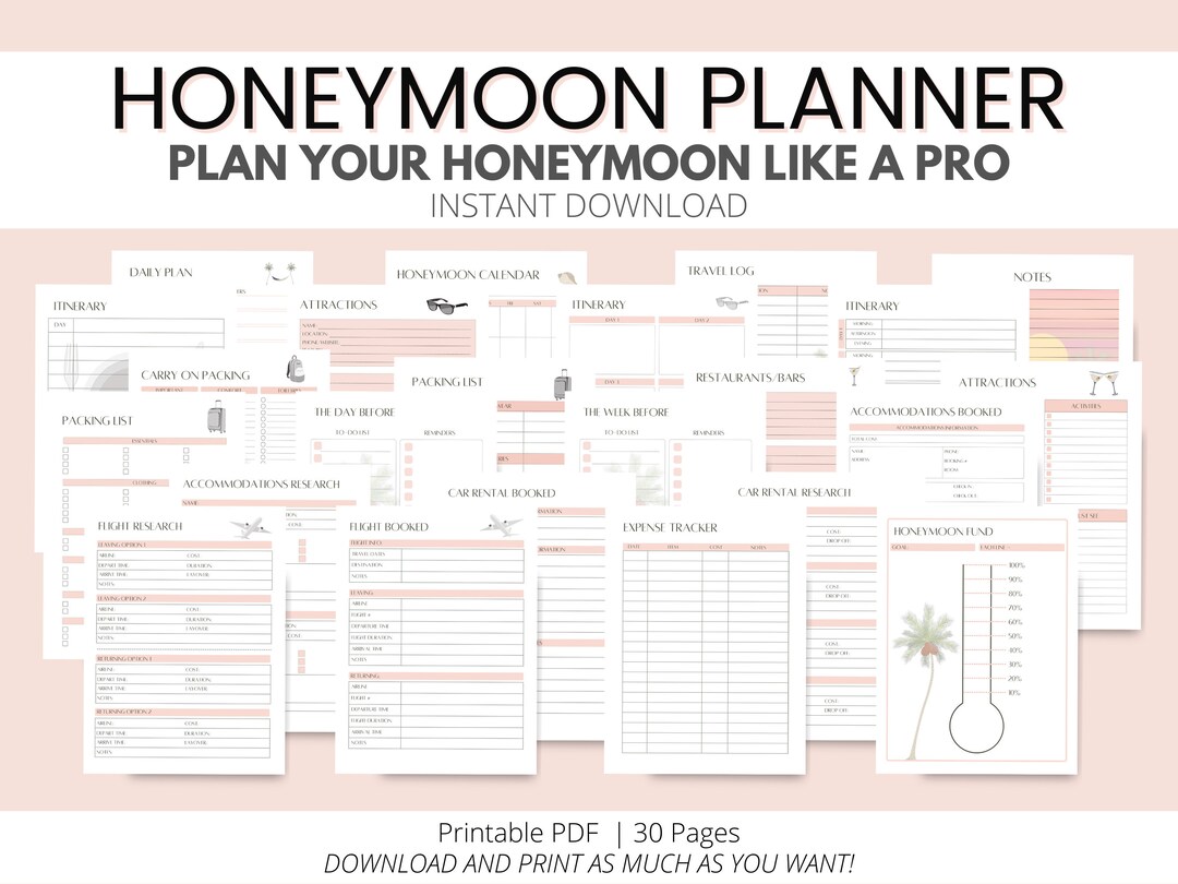 Honeymoon Planner Printable PDF Etsy