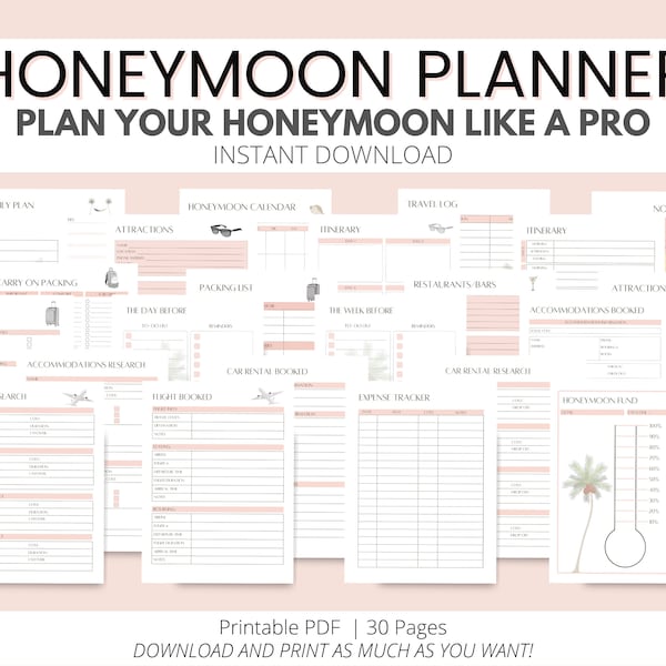 Honeymoon Planner Printable PDF