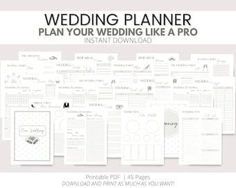 Wedding Planner Printable, Wedding Tracker, Engagement Gift, Wedding Checklist, Wedding Timeline, Guest Seating Chart, Guest List, RSVP, PDF