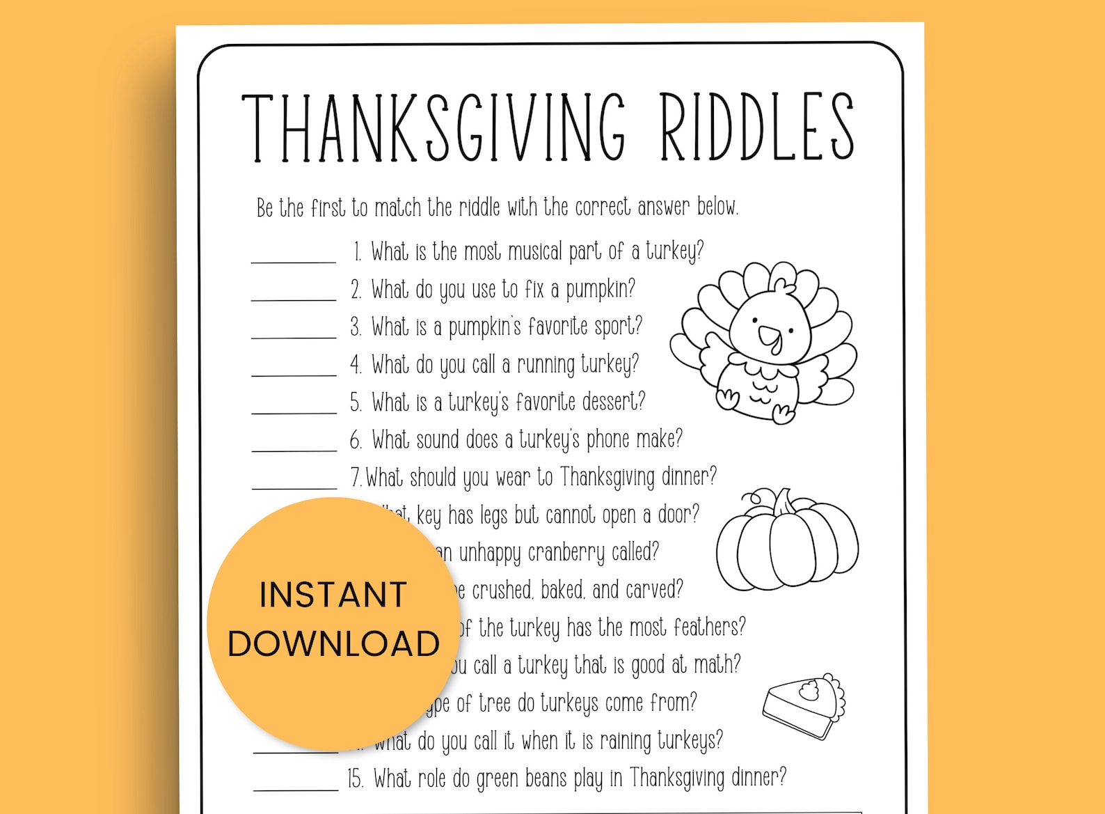 Thanksgiving Pictogram Riddles Thanksgiving Riddles With Answers, Riddle Me This, Game for Kids, Game ...
