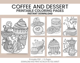 Coffee and Dessert Coloring Pages Printable