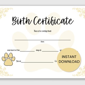 Welpen-Geburtsurkunde, Hunde-Geburtsurkunde, neuer Welpen Geschenk, Hundebesitzer Geschenk, Weihnachtsgeschenk, Geschenk für Mann, Geschenk für Kind, Geschenk für sie