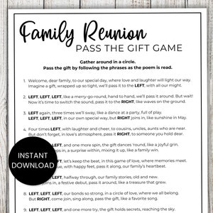 Family Reunion Games, Pass The Gift, Left Right Poem, Reunion Activity, Group Games, Pass The Prize, Game For Kids, Icebreaker Game