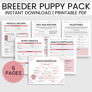 Pack Chiot Éleveur Rose, Formulaires D'éleveur De Chiens, Dossiers D'éleveur De Chiens, Dossiers De Chien, Vaccination De Chien, Certificat De Chien, Planificateur De Chien, Soins Pour Chiens