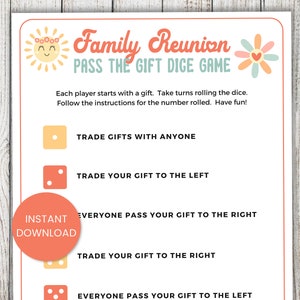 Family Reunion Games, Pass The Gift Dice Game, Reunion Activity, Group Games, Pass The Prize, Dice Game For Kids, Games for Kids, Retro