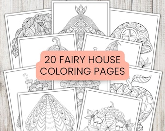 Fairy House Coloring Pages, Kids Coloring Pages, Printable Coloring Pages, Coloring Sheets, Adult Coloring Page, Fairy Garden, Fairy Houses