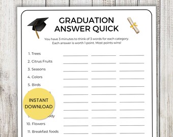 Graduation Answer Quick Game, Graduation Party Game, 2026 Grad Party, Graduation 2026, Grad Party Games, Graduation Games, Grad Games, Think