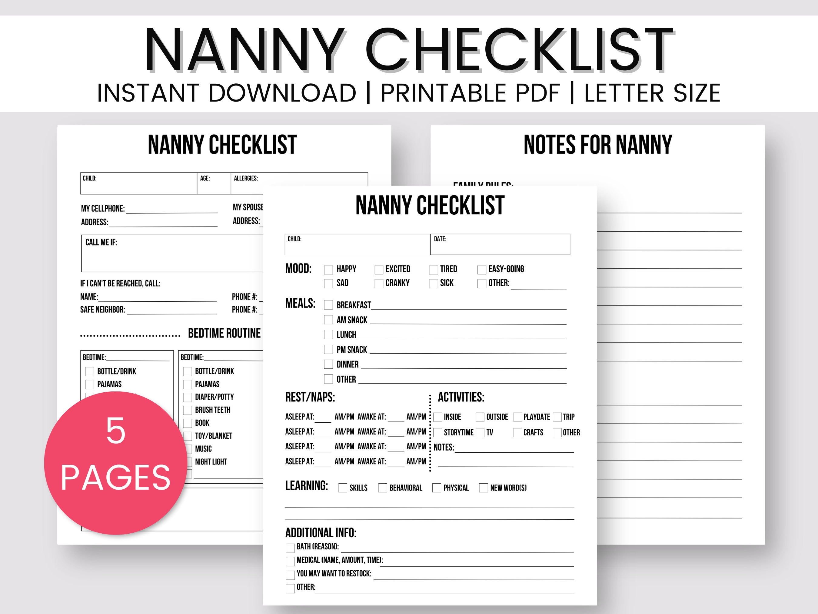 nanny-checklist-printable-pdf-nanny-notes-family-rules-checklist-for