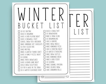 Winter Bucket List, Winter Break, Bucket List Template, Winter Printable, Winter Planner, Winter Activities, Kids Activities, Fun for Kids