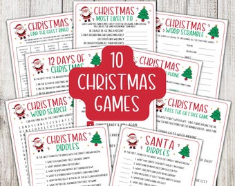 Lot de jeux de Noël, Jeux de Noël à imprimer, Jeux de fête de Noël, Jeux de Noël en famille, Noël au bureau à imprimer