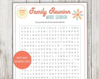 Family Reunion Word Search Game, Virtual Family Reunion Games, Reunion Activity, Dinner Table, Group Games, Icebreaker Games, Retro