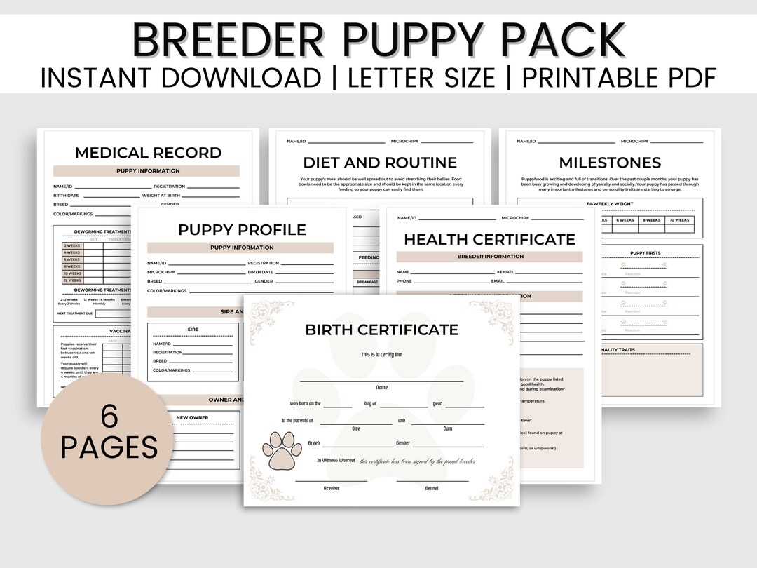 Breeder Puppy Pack Dog Breeder Forms Dog Breeder Records Printable Breeder Puppy Pack Dog Breeder Forms Dog Breeder Records Printable