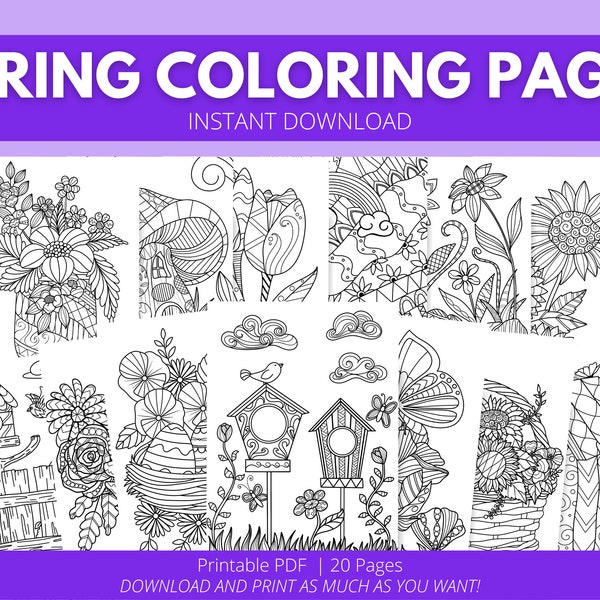 Spring Coloring Pages Printable PDF