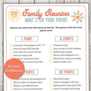 Family Reunion Games, What&#39;s On Your Phone, Reunion Activity, Virtual Family Reunion Game, Group Games, Whats On Your Phone Game, Retro