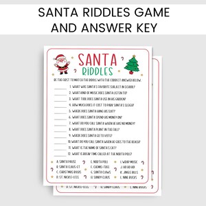 Santa Riddles With Answers, Christmas Riddles, Games for Kids, Games ...