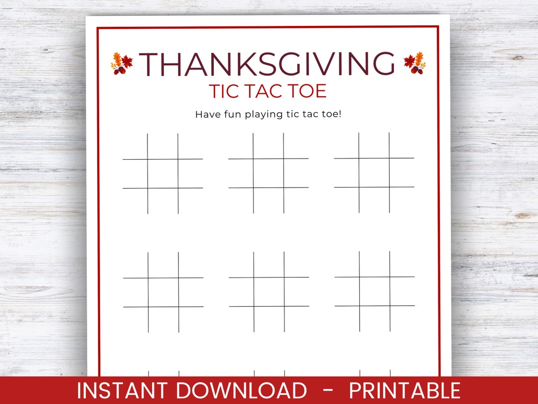 Thanksgiving Tic Tac Toe Printable, Tic Tac Toe Game, Thanksgiving Game ...