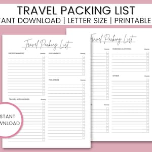 Travel Packing List Printable, Packing Lists, Packing Checklist, Cruise Packing List, Packing List PDF, Travel Checklist, Printable List