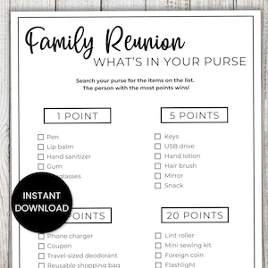 Family Reunion Games, What&#39;s In Your Purse, Virtual Family Reunion Games, Reunion Activity, Dinner Table, Group Games, Icebreaker