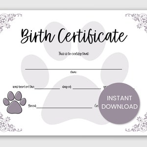 Welpen-Geburtsurkunde, Hunde-Geburtsurkunde, neuer Welpen Geschenk, Hundebesitzer Geschenk, Weihnachtsgeschenk, Geschenk für Mann, Geschenk für Kind, Geschenk für sie