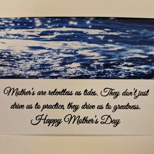 Moeders dagkaart, Moederdag getijdencitaat, getijden Moedersdag, zee minnaar kaart, Dochter van Moeders kaart, zee Moeders dagkaart, moederliefde,