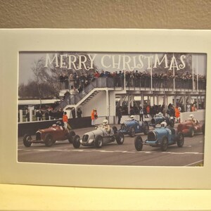 Frohe Weihnachtskarte, Goodwood Vintage Racing Circu, 6x4, Mitgliedertreffen, Geschenk für Mann, Geschenk für Männer, Rennen, Motorsport, Vintage Cars