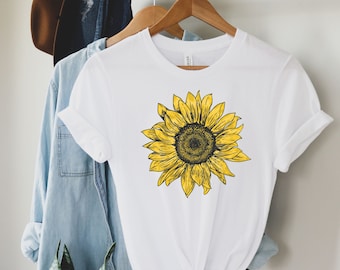 Sunflower Shirt, Floral Tee Shirt, Flower Shirt, Garden Shirt, Womens Fall Shirt, Sunflower Tshirt Sunflower Shirts, Sunshine Tee