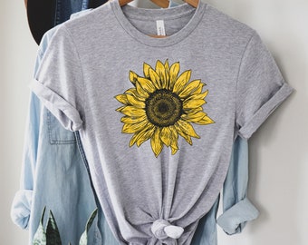 Sunflower Shirt, Floral Tee Shirt, Flower Shirt, Garden Shirt, Womens Fall Shirt, Sunflower Tshirt Sunflower Shirts, Sunshine Tee