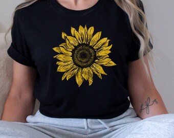 Sunflower Shirt, Floral Tee Shirt, Flower Shirt, Garden Shirt, Womens Fall Shirt, Sunflower Tshirt Sunflower Shirts, Sunshine Tee
