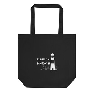 Eco Tote Bag Ludington Michigan bag beach day bag for mom girls bag for lake Michigan grocery bag michigan