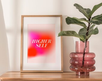Hogere zelf Aura Poster, Quote Aura Wall Art, Red Aura Poster, Positieve Bevestiging Quote Art, DIGITALE DOWNLOAD