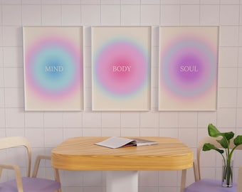 Positive Aura Posters Set Of 3, Spiritual Poster, Grainy Gradient, Gradient Print, Colourful Aura Poster, Trendy Wall Art DIGITAL DOWNLOAD