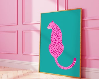 Pink Cheetah Print, Trendy Wall Art, Boho Art Poster, Animal Artwork, Minimalist Home Decor, DIGITAL DOWNLOAD
