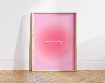 Bad Bitch Energy Art, Aura Wall Art, Poster Aura rosa chiaro, Poster sfumato rosa, Stampa manifestazione