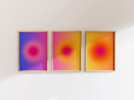 Retro Aura Poster Set, Set of 3 Affirmation Poster, Aura Print Downloadable, Aesthetic Wall Decor, DIGITAL DOWNLOAD