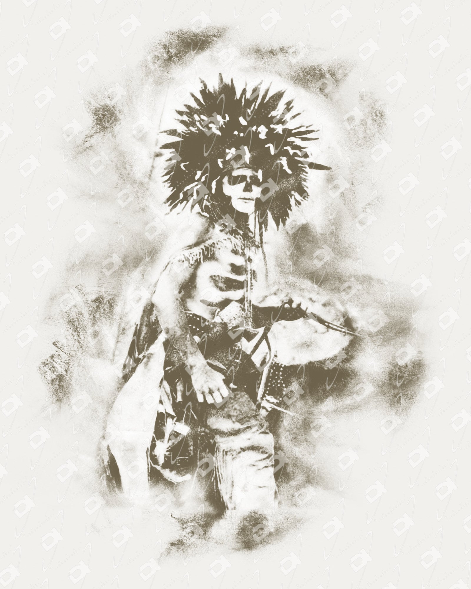 Charcoal Print of Cheyenne Dog Soldier Etsy