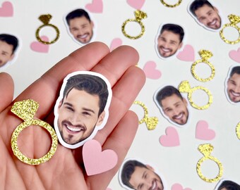 Custom Groom Face Confetti, Diamond Ring and Heart Confetti, Bachelorette Party Personalized Picture Decorations, Confetti Pack Customized