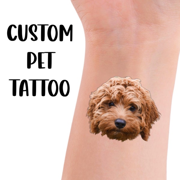 Custom Temporary Dog Tattoo Personalized Pet Birthday Party Favour Temp Tattoo Dog Mom Gift Add Your Own Custom Text Pet Photo Tattoo