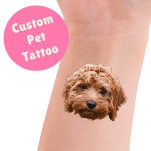 Custom Temporary Dog Tattoo Personalized Pet Birthday Party Favour Temp Tattoo Dog Mom Gift Add Your Own Custom Text Pet Photo Tattoo