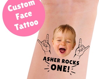 Custom Face Temporary Tattoos, Rockstar First Birthday Favors