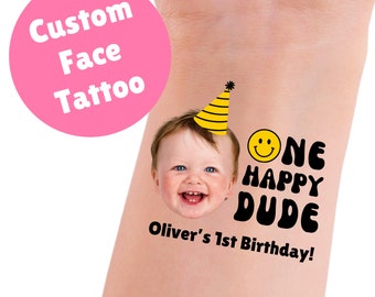 Custom Face Temporary Tattoos: First Birthday Party Favors