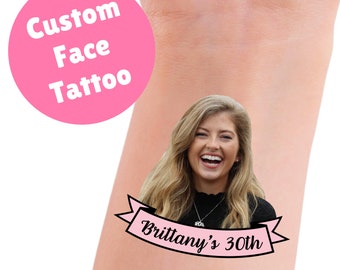 Custom Face Temporary Tattoo, Personalized Birthday Party Favors