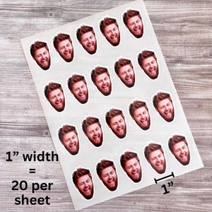 Custom Photo Sticker Sheet, 1 Personalized Face Stickers, Fun Novelty Party Favours, Glossy Vinyl Sticker image 2