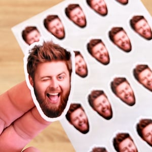 Custom Photo Sticker Sheet, 1” Personalized Face Stickers, Fun Novelty Party Favours, Glossy Vinyl Sticker
