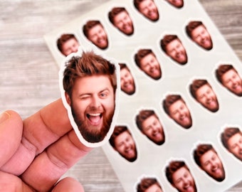 Custom Photo Sticker Sheet, 1” Personalized Face Stickers, Fun Novelty Party Favours, Glossy Vinyl Sticker