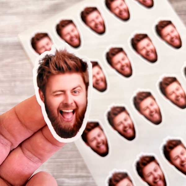 Custom Photo Sticker Sheet, 1” Personalized Face Stickers, Fun Novelty Party Favours, Glossy Vinyl Sticker