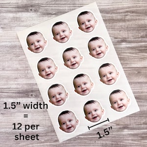 Custom Photo Sticker Sheet, 1 Personalized Face Stickers, Fun Novelty Party Favours, Glossy Vinyl Sticker image 3