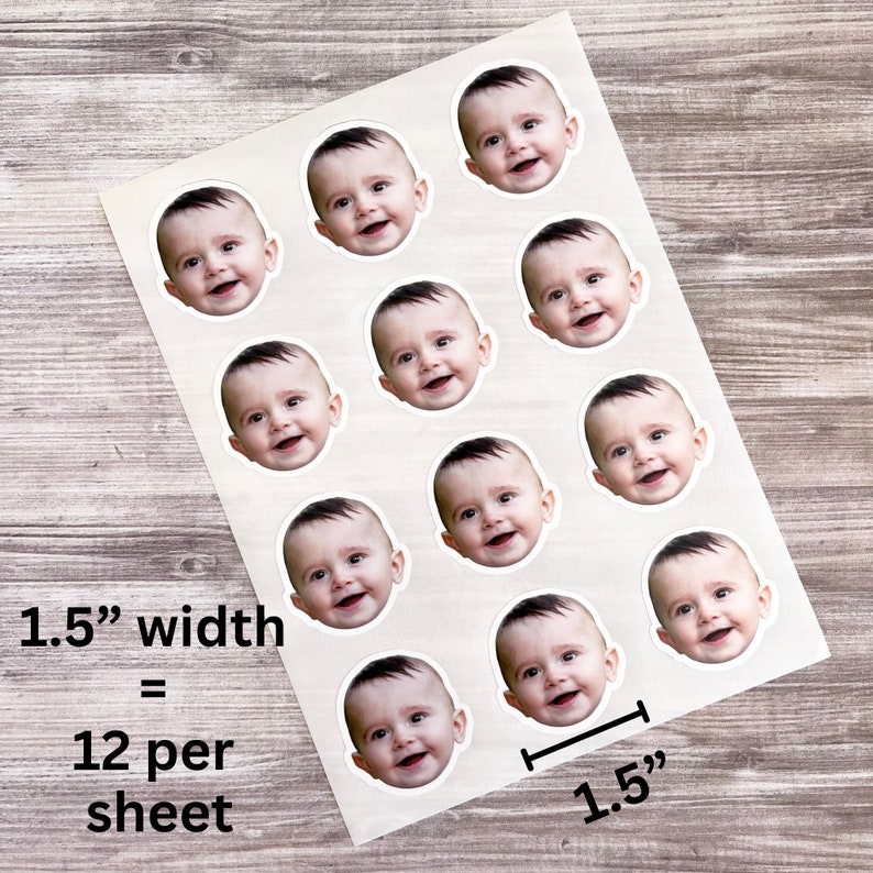 Custom Photo Sticker Sheet, 1 Personalized Face Stickers, Fun Novelty Party Favours, Glossy Vinyl Sticker image 3