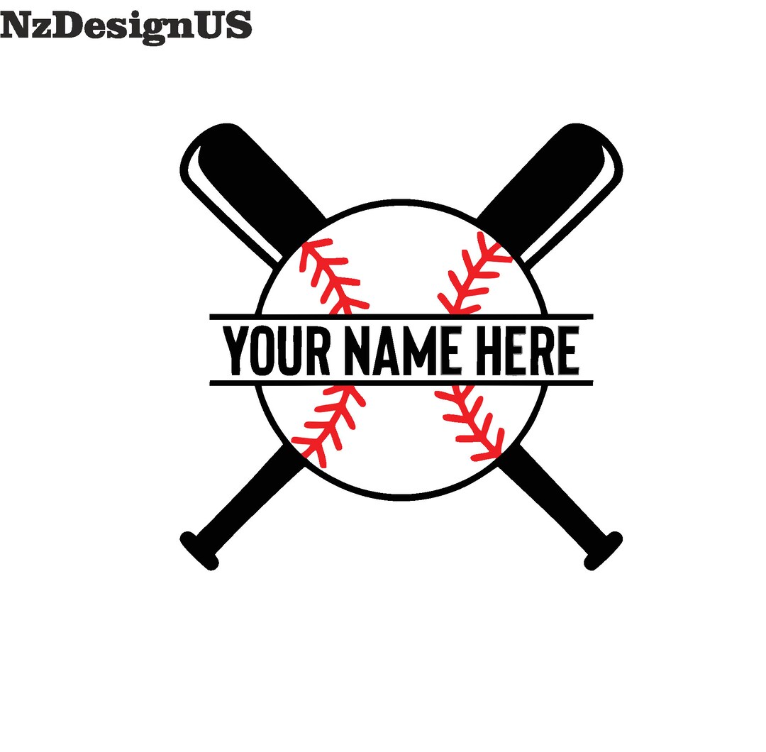 Baseball Split Name Monogram SVG, Baseball Frame Clipart, Baseball Svg