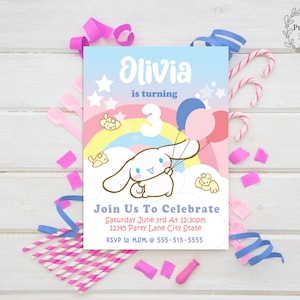 Custom Birthday Invitation Template, Personalized Kawaii Birthday Invite, Kids Birthday Invitations